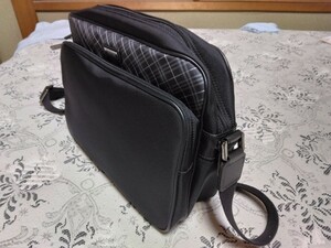 バーバリーブラックレーベル ショルダーバッグ 新品未使用 最終モデル BURBERRY BLACK LABEL 格安 廃番 シャドーチェック 黒灰 フォーマル