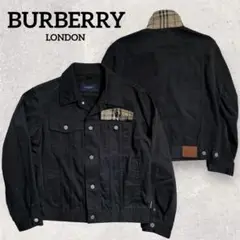 美品 BURBERRY LONDON ノバチェック Ｇジャン【L】黒　コットン