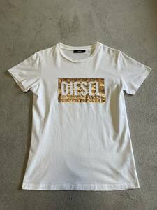 DIESEL ディーゼル レディース ボックス ロゴ 半袖Tシャツ / キラキラ XS ★