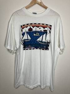 TRADEWINDS ヨット アート シングルステッチTシャツ 白 XL【管理番号B117】