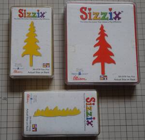 SIZZIX　シジックス　ダイ　Large(大) Tree,　Medium(中）Tree, Grass 　　大1・中2　計3個　経年保管品