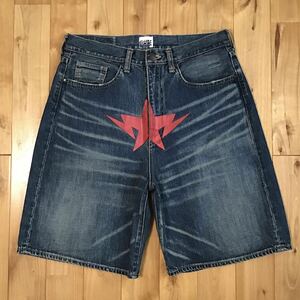 Red BAPESTA デニム ハーフパンツ Mサイズ a bathing ape BAPE sta Denim Shorts ショーツ エイプ ベイプ アベイシングエイプ star f78