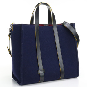 中古良品フェンディFENDI ウールトート 7VA390 51N ネイビー ランク：A us-2