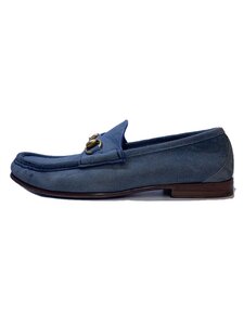 GUCCI◆ローファー/US6.5/BLU/スウェード