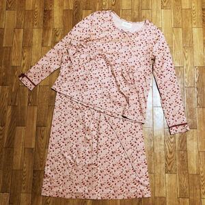 80〜90s 日本製 PINK HOUSE シャツ スカート セットアップ 総柄 ピンク Lサイズ イチゴ 金子 功 ピンクハウス 古着