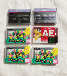 新品未使用・カセットテープ合計6本　TDKカセットテープAE20分ノーマルTYPEⅠマクセル juke box JB20SONY/ソニー Album Hi8 MP120分8㎜