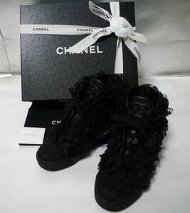 CHANEL シャネル レースアップスニーカー #37ハーフ ブラック 10899