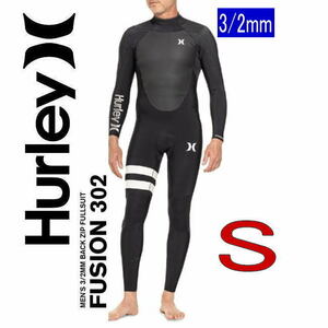 特価【サイズS】HURLEY ハーレー FUSION 3/2mm バックジップ　2023　メンズ BLACK　フルスーツ　ウェットスーツ■US-MSサイズ