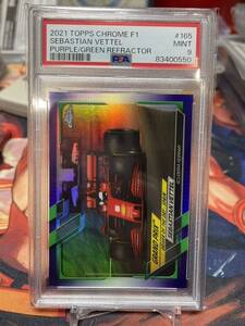 PSA9 2021 Topps Formula 1 Sebastian Vettel Purple/Green Refractor ベッテル フェラーリ Ferrari