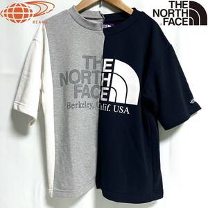 THE NORTH FACE × BEAMS BOY ノースフェイス × ビームス 別注 アシメ ロゴ Tシャツ ドッキング クレイジー レディース　フリーサイズ