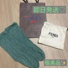 FENDIズッカ柄タイツソックスシースルーグリーン 美品