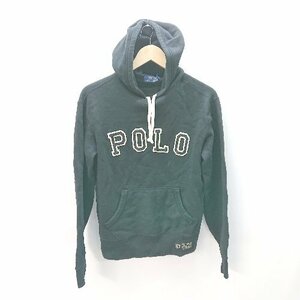 ◇ POLO RALPH LAUREN ポロ ラルフローレン 裏起毛 フード ロゴ刺? 長袖 パーカー サイズXS ブラック レディース E