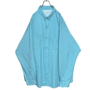 ★BIGサイズ Columbia★ 長袖 BDシャツ XXL ナイルブルー PFG ベンチレーション ピスネーム コロンビア古着 クリーニング プレス済み 0978