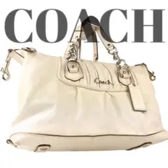 【良品】COACH ハンドバッグ サッチェル レザー アイボリー