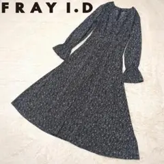 美品！FRAY I.D　ロングフレアワンピース　FREE SIZE　黒　花柄