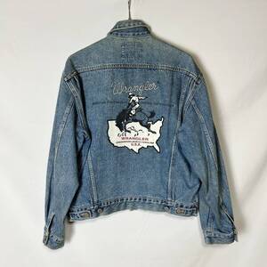 80s 90s 日本製 正規品 wrangler ラングラー バック ペイント デニムジャケット トラッカー Gジャン ライトブルー M