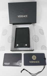 新品 ヴェルサーチ VERSACE 名刺入れ カード入れ カードケース 黒 ブラック 軽量柔らか マチ入り PN2468 VBR 41P GIANNI VERSACE ジャンニ