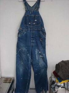 1101ビンテージLeeリーJELT DENIMデニム刺繍オーバーオール縦落ちオールドOLDサロペット パンツUSED古着