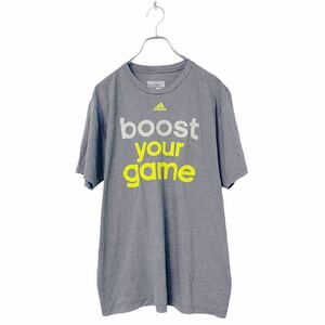 adidas 半袖 ロゴ プリント Tシャツ L グレー ホワイト アディダス シンプル スポーツ ユニセックス 古着卸 アメリカ仕入 a508-5365