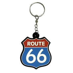 ラバー キーホルダー ルート66 ブルー Route66 blue キーリング アメリカン雑貨