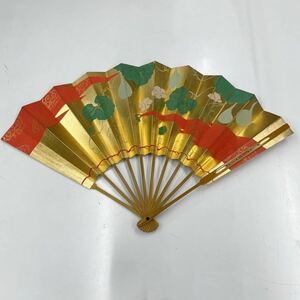 、【中古】 舞扇子　舞　舞踊　扇子　瓢箪　金色　和装小物 京都　十松屋福井　能　日本舞踊 年代物