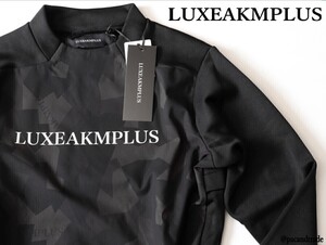 1円 LEON★LUXEAKMPLUS リュクスエイケイエムプラス★ウィンドプルーフモックネックTシャツ lat-23015 ブラックカモ黒迷彩 サイズ選択M～XL