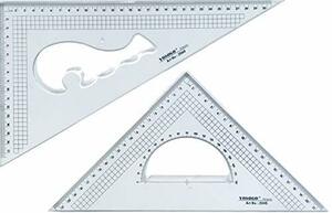 大きな 三角定規 アクリル ３０ｃｍ 方眼目盛入り クリア ２枚組