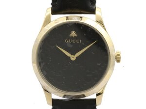 【 グッチ GUCCI 】 腕時計 YA1264034A Ｇタイムレス 126.4 シマ ビー ブラック文字盤 GP/革 クォーツ ボーイズ 箱 新着 76067-2