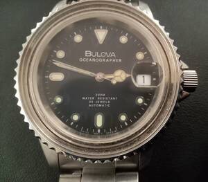 #17922【ジャンク】BULOVA ブローバ OCEANOGRAPHER オーシャングラファー 自動巻き AT 25石 25JEWELS 稼働品 ベゼル取れ ガラス曇り 中古品