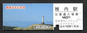 観光旅行（ＪＲ稚内駅１４０円）開基百年記念塔