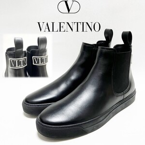 《VALENTINO ヴァレンティノ》箱付新品 定価101,200円 イタリア製 VLTNパッチ サイドゴア レザーブーツ 43(27.5cm)S0553