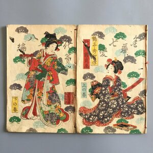 『金花七変化　八編　上下揃い』 鶴亭秀賀　歌川国貞　木版画表紙　江戸時代　豊国　　和本 古文書 絵本 草双紙 猫 化け猫 妖怪 幽霊 怪奇