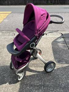 ★STOKKE ストッケ エクスプローリー パープル ベビーカー 4輪バギー 北欧 取り外し可能 生後6ヶ月から 傷有り 中古品 管理J701