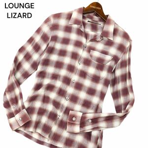 LOUNGE LIZARD ラウンジリザード 春夏 長袖 チェック★ シャツ Sz.2　メンズ 日本製 赤　C4T01496_2#A