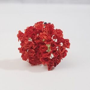 造花[ミニ・ペーパーフラワー シロツメクサ風（朱色 #） 直径約3-6mm 50本] 手作り ハンドメイド リース アートフラワー コサージュ