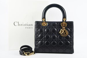 【美品】Christian Dior クリスチャンディオール カナージュ レディディオール 2WAYショルダー ハンドバッグ【QR59】