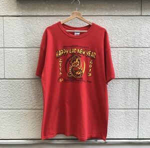 US古着 GILDAN 半袖Tシャツ プリントTシャツ ヘビ 蛇 スネークプリント 赤 レッド アニマルプリント ギルダン アメリカ古着 XLサイズ