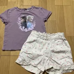 Disney アナとエルサ Tシャツ & 花柄ショートパンツ 120cm