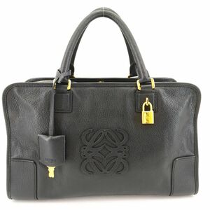 ロエベ　ハンドバッグ　ボストンバッグ　アマソナ36　ブラック　レザー　アナグラム　南京錠　キー　LOEWE　中古　◆3111/藤枝インター店