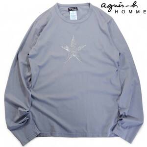 6061/美品 agnes b. HOMME 長袖Tシャツ 0size●星 STARプリント●洗濯プレス済 ネコポス可●ロンTロングスリーブLong Sleeve Tee-shirt古着