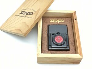 ■Zippo タイムライト 時計付き オイルライター 1995年製 木箱付き 火花あり 中古【UW090270】