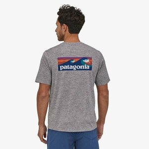 1000円スタート パタゴニア patagonia Tシャツ 半袖 丸首 背中イラスト 文字ロゴ コットン 男女兼用 XS-3XL サイズ選択可能 グレー TT179