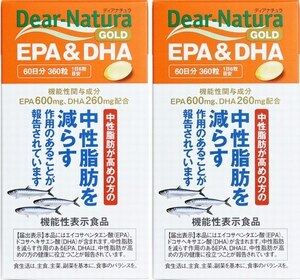 【機能性表示食品】2個(4ヶ月分)　ディアナチュラゴールド EPA&DHA 60日分 360粒入　中性脂肪が高めの方に・・・。