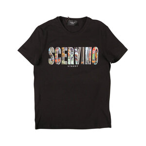 SCERVINO Street ロゴ Uネック半袖Tシャツ TSU015 ブラック x マルチカラー L 26844bk【S26846】シェルヴィーノ ストリート