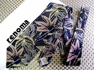 ★RB2034★【葉っぱ 植物 柄】レノマ【美品】ネクタイ