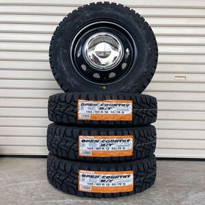 《ネオキャロ》145/80R12 80/78N TOYO オープンカントリーR/T ハイゼットエブリィキャリィN-VAN軽バン軽トラ　4本セット クローム