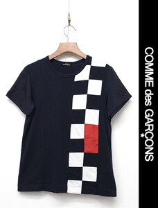 Q307/tricot comme des garcons 半袖Tシャツ カットソー クルーネック 生地切替 AD2004 M相当 紺