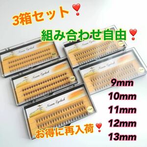 新品大人気 マツエク 3箱セット セルフマツエク　サロン仕様　組み合わせ自由　お希望の長さご指定ください サロン仕様 まつ毛 エクステ