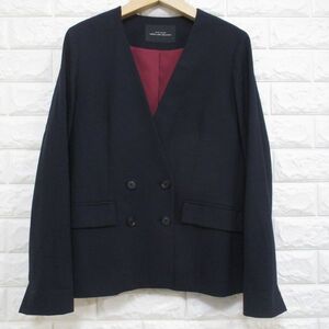 【ユナイテッドアローズ GLR】グリーンレーベルリラクシング◆ノーカラー ジャケット ダブル/3522-106-1085/ネイビー◆38