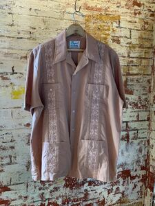 80s PATERSON EMBROIDERY CUBA SHIRT ヴィンテージ ビンテージ 刺繍シャツ キューバシャツ XL ビックサイズ 70s メキシカンシャツ